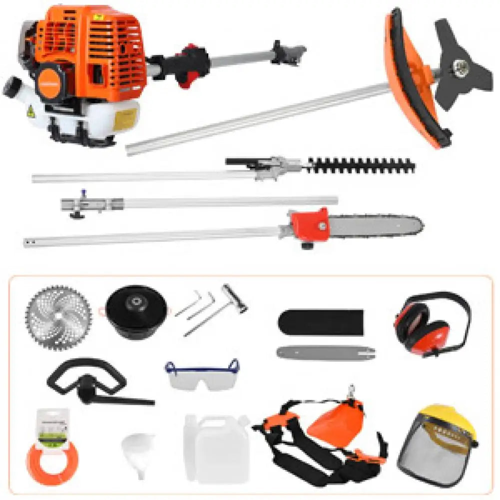 5 in 1 Lawn Mower 52CC Gas Weed Trimmer Cordless Hedge Trimmer 2-Stroke Brush Cutter Handheld Chainsaw Hedge Pruner Set