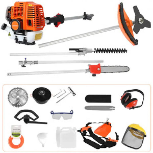 5 in 1 Lawn Mower 52CC Gas Weed Trimmer Cordless Hedge Trimmer 2-Stroke Brush Cutter Handheld Chainsaw Hedge Pruner Set