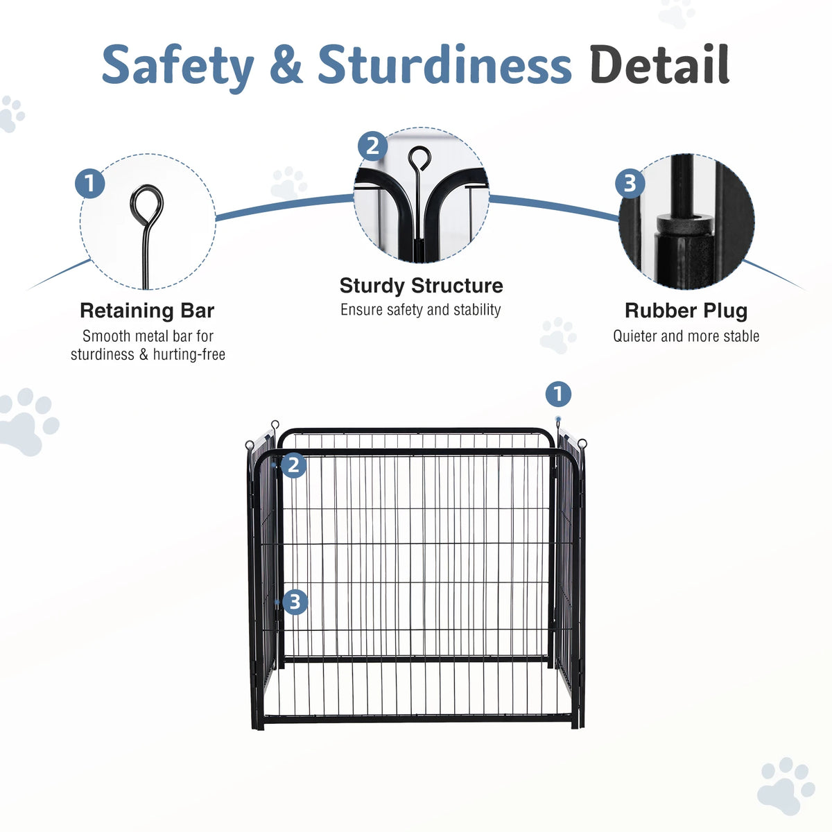 JHK 4 Panels Metal Dog Playpen Pet Fence 24 Inch to 40 Inch Foldable Large Dog Puppy ExercExercise for Yard Gate Camping Outdoor