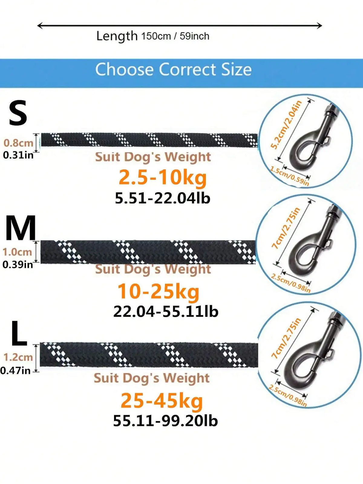Reflective Nylon Pet Leash With Comfortable Foam Handle