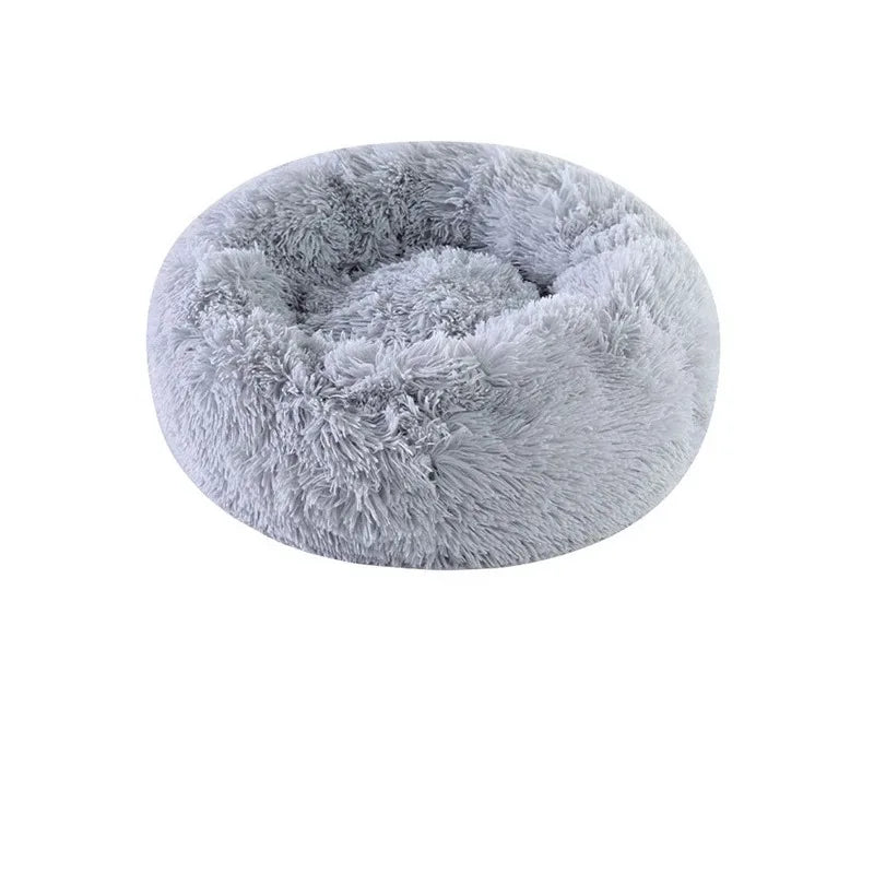Soft Pet Cat Bed Pad Plush Warm Faux Fur Dog Calm Bed Donut Round Bed Comfortable Sleeping Washable for Small Medium Dog and Cat