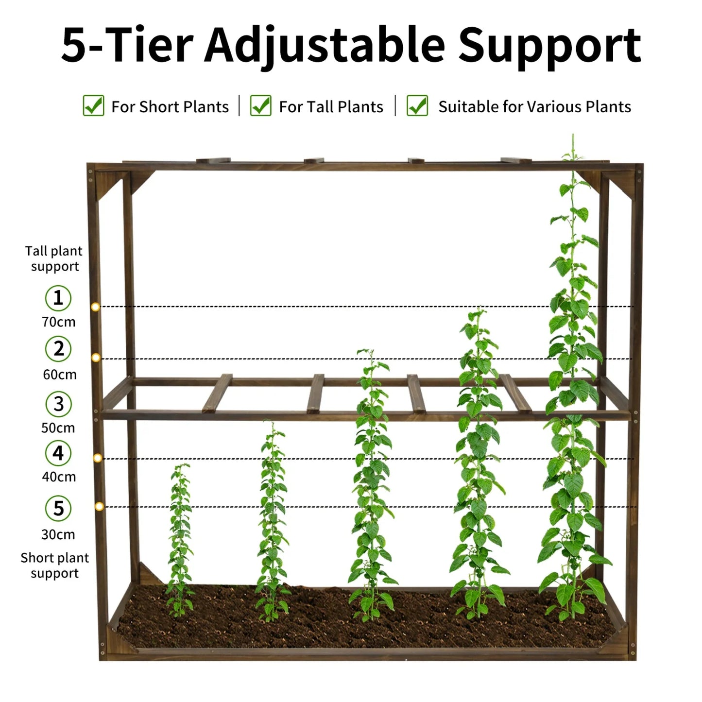5 Slots Outdoor Wooden Tomato Cranberry Support Trellis Support Frame for for Vegetables Cranberry Cage