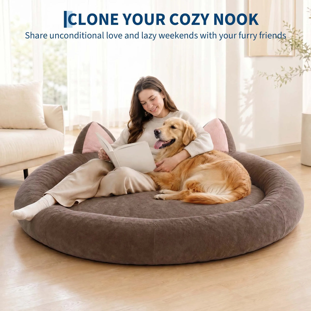 Orthopedic Memory Foam Dog Bed With Supportive Bolster For Dogs