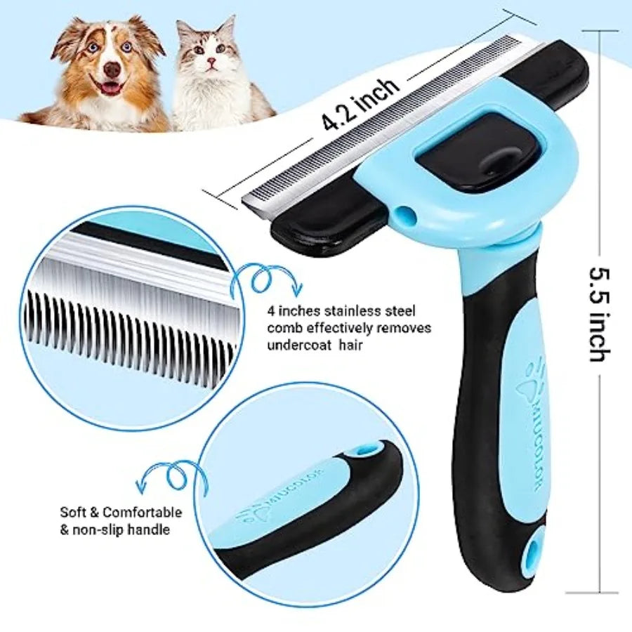 Pet Grooming Brush Deshedding Tool For Dogs Cats Stainless Steel