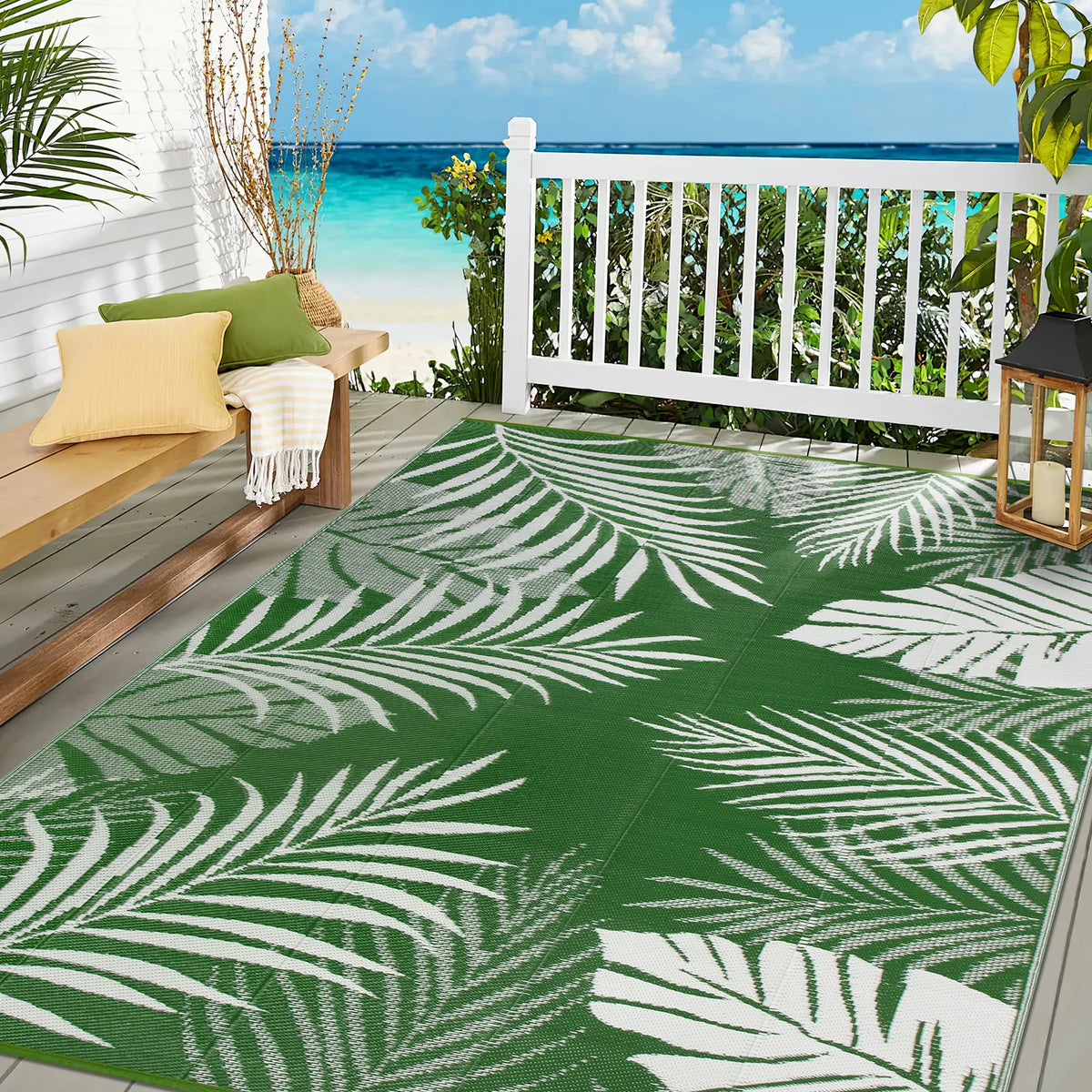 8‘x10' Outdoor Rug Waterproof Recycled Plastic Straw Rug Patio Rug Indoor Outdoor Carpet for Patio Deck Camping RV Beach