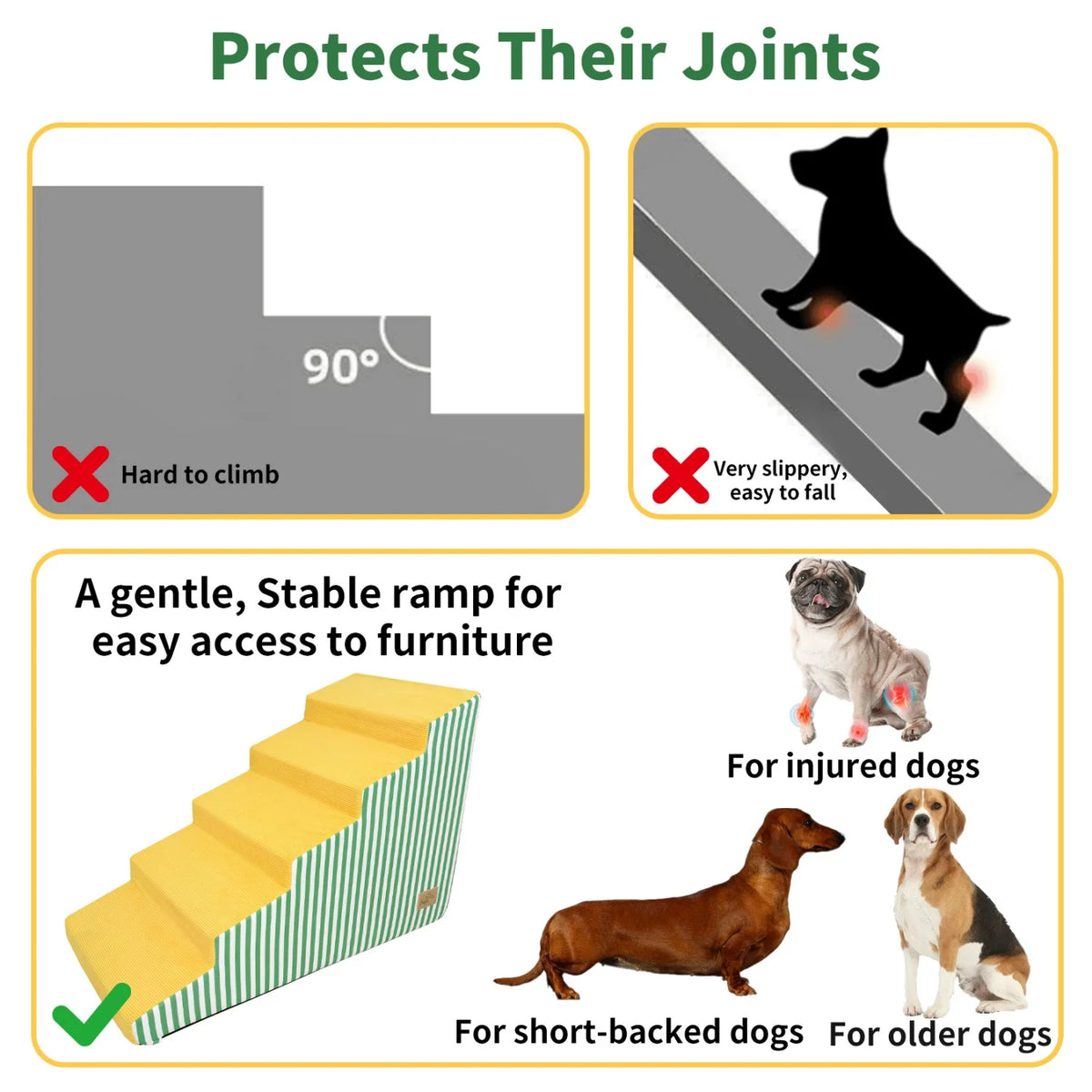 Premium High Density Foam Dog Steps With Washable Cover