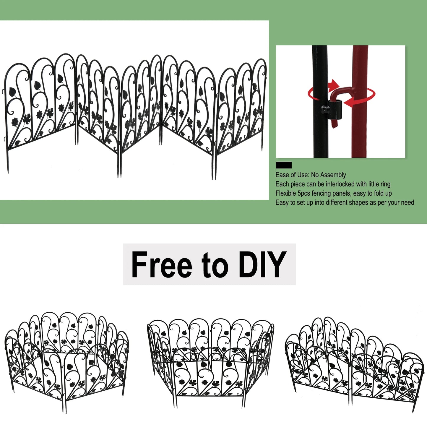 5PCS Decorative Garden Fence Outdoor Garden Balcony Patio Lawn Landscape Fences