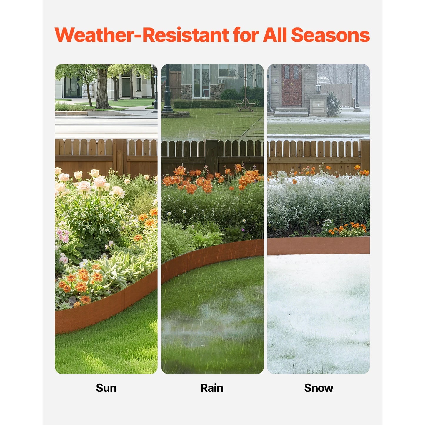 SucceBuy Steel Landscape Edging Weather-Resistant &Pre-Rust Metal Landscape Edging Bendable Edging Border Heavy Duty Lawn Edging