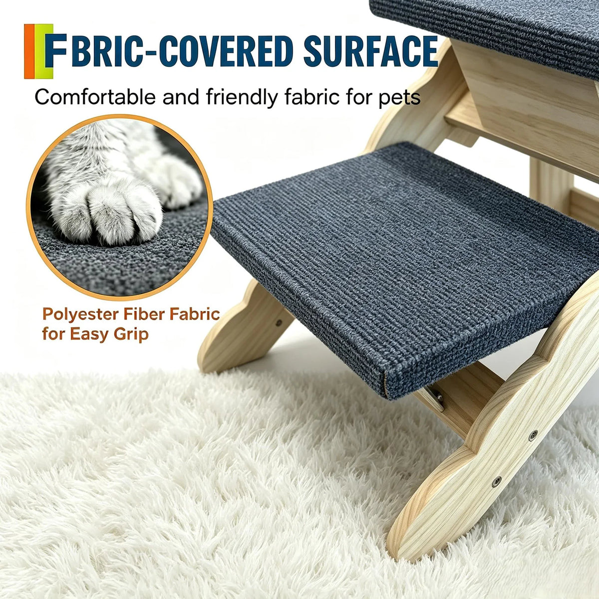 DishyKooker Wooden Pet Stairs And Folding Dog Ramp