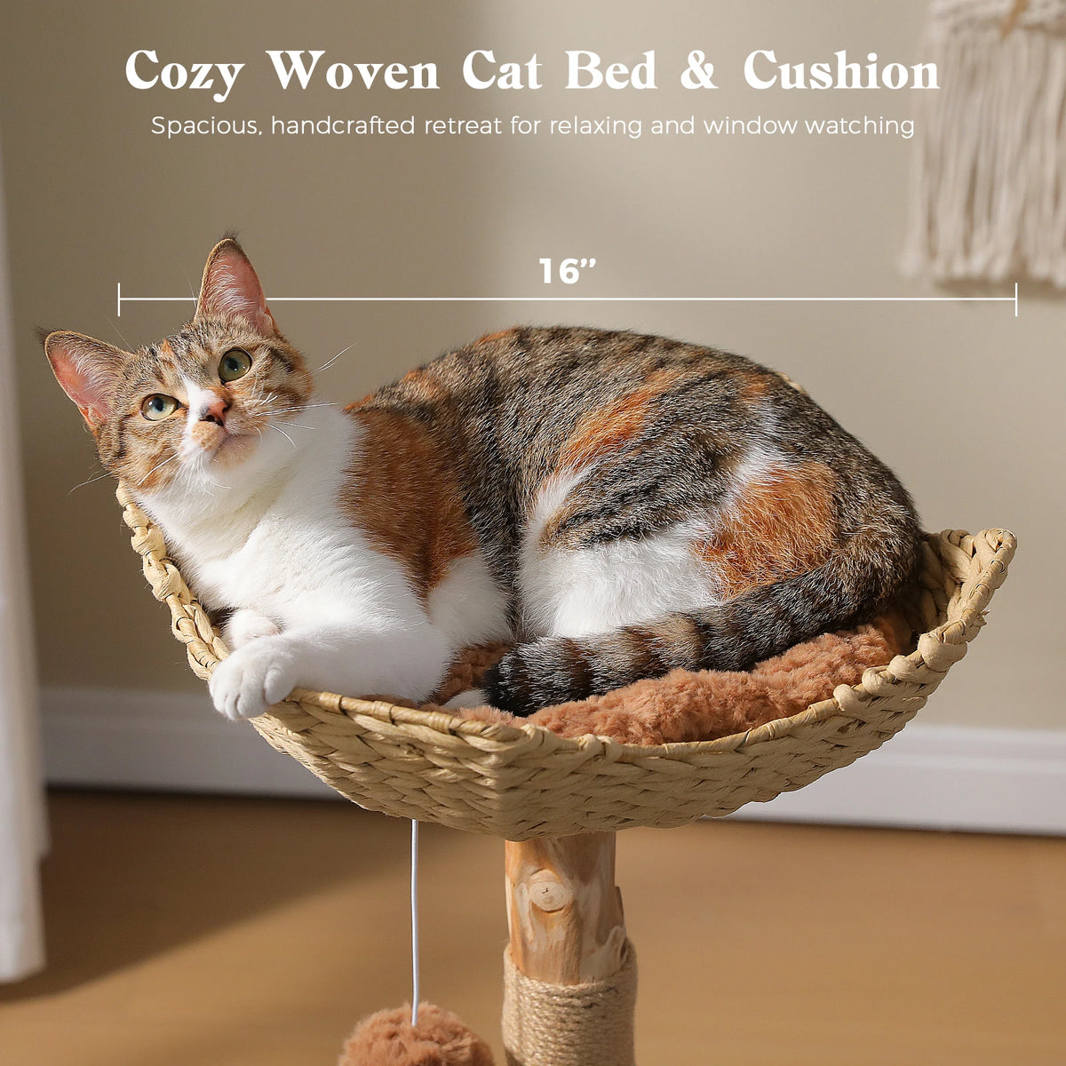 PAWZ Road Wooden Cat Tree Wicker Basket Sisal Scratching Posts