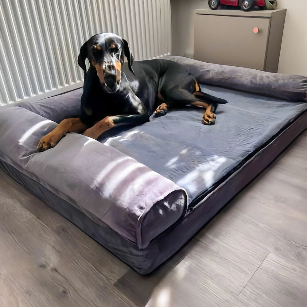 Borwart Orthopedic Memory Foam Plush Dog Bed Waterproof Removable Cover