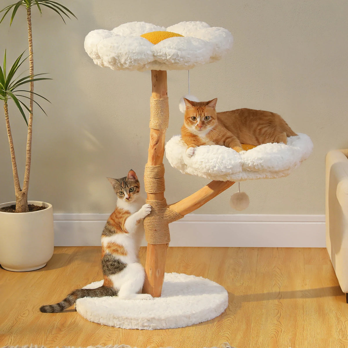 PAWZ Road Wooden Cat Tree Wicker Basket Sisal Scratching Posts