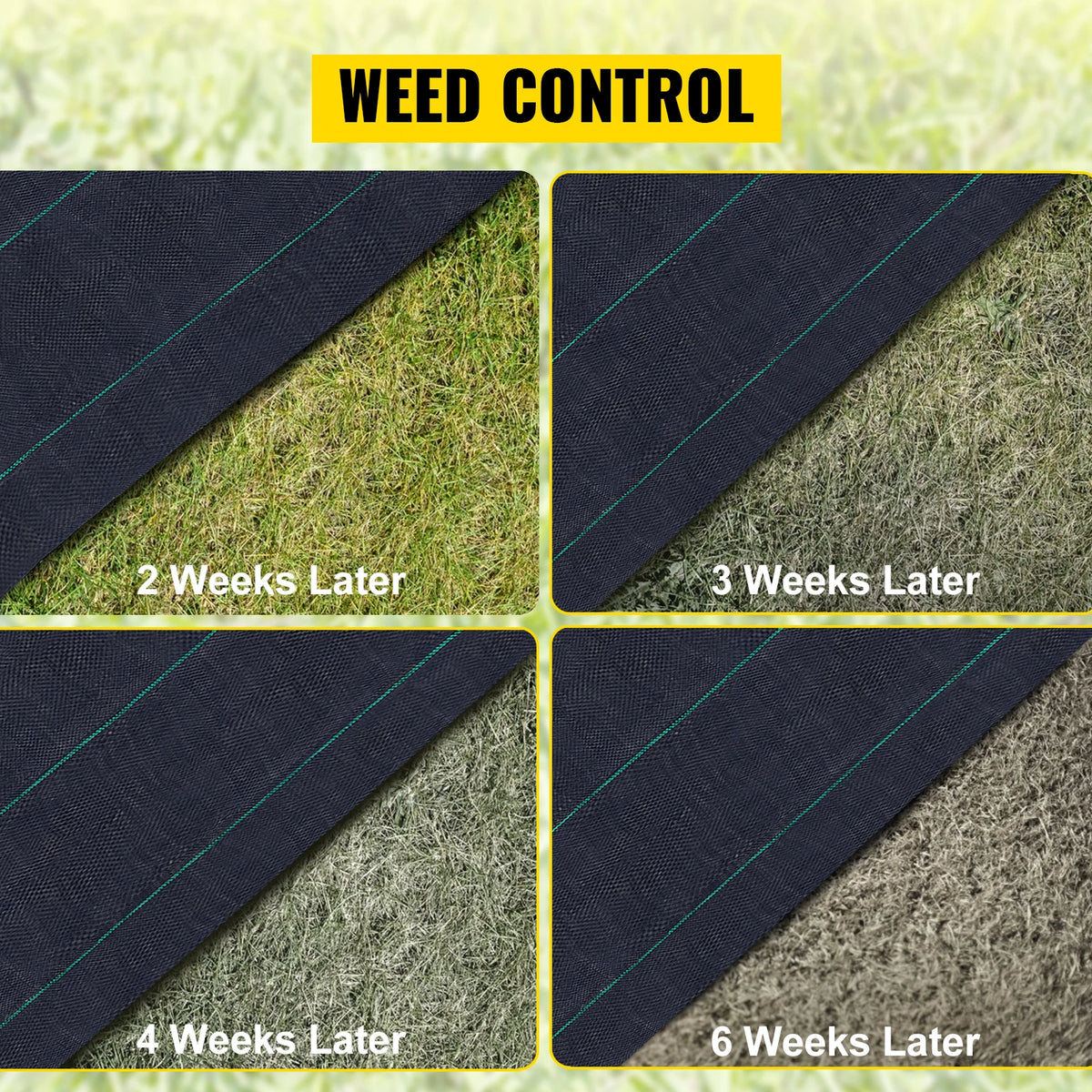 SucceBuy Woven Ground Cover Weed Barrier 5.8/5oz Landscape Fabric 4'x100'/5'x250'/3'x300'/4'x300' Garden Mat Weed Control Fabric
