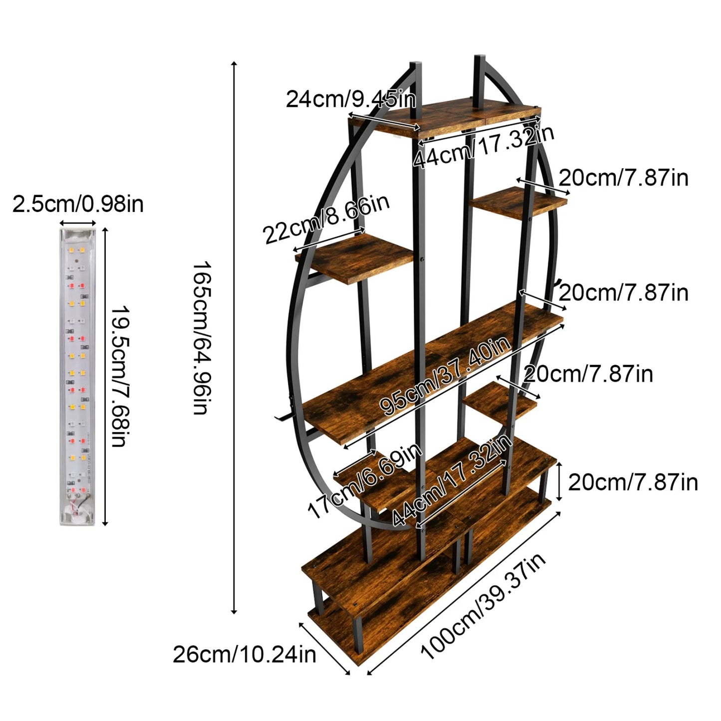 165cm Tall Half Moon Plant Stand 7 Tier Metal Plant Shelf for Living Room Yards Patio Plants Flower Pot Rack Display Shelf 2 Pack