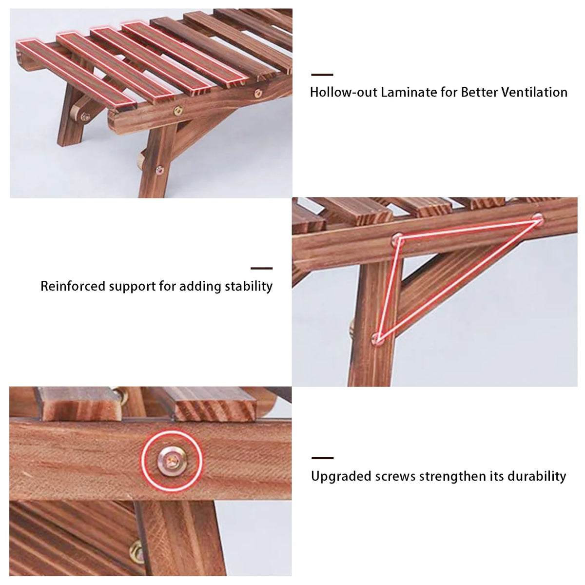 3 Tier Ladder Shelf Wood Plant Stand for Garden Balcony Living Room Plant Display Rack Flower Pot Holder Planter Organizer