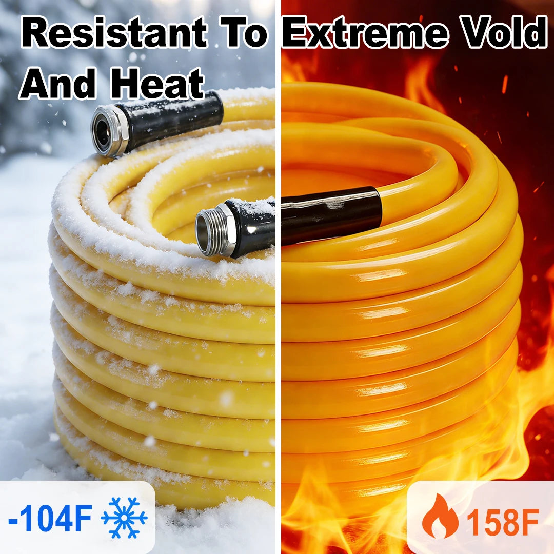 T TOVIA Garden Hose,All Weather Hybrid Water Hose,Lightweight,Kink Free.Flexible Garden Hose with 3/4'' Aluminum Fittings,Watering Equipment for Outdoor, Backyard, Lawn