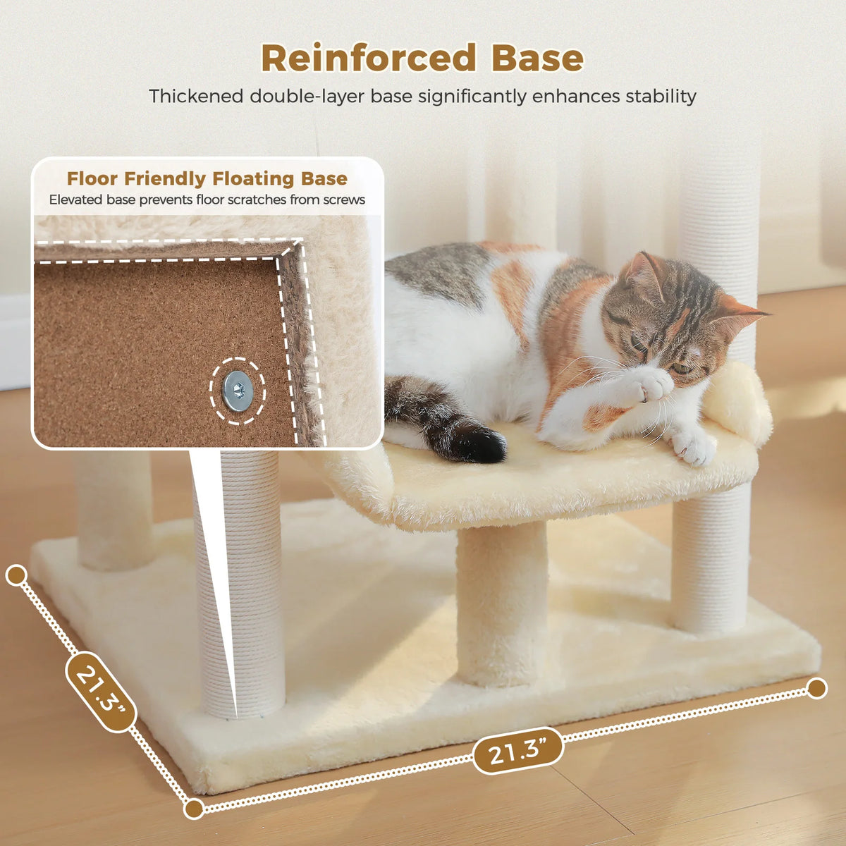 Multi-Level Cat Tree with Sisal Scratching Posts Spacious Top Perch Large Cat Bed Modern Cat Tower for Indoor Cats Large Adult Pet Furniture Cat Toys