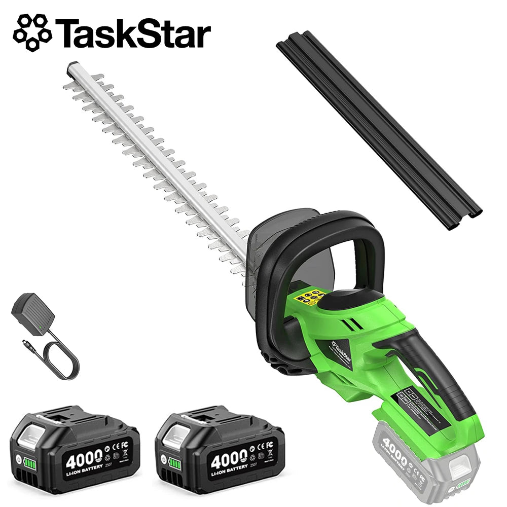 TaskStar Electric Hedge Trimmer 22 Inch Cordless Bush Trimmer 550MM Double Edge Blade for Yard Trimming Landscaping Gardening Hedge Shears with 2 4.0Ah Rechargeable Batteries