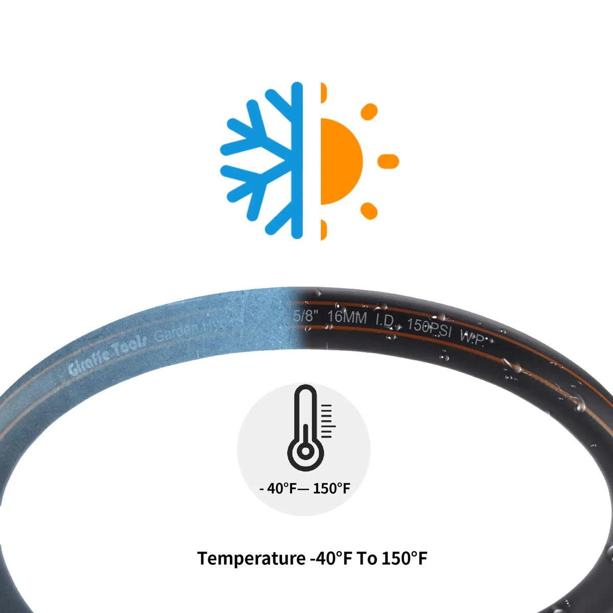 Giraffe Tools Garden Hose 5/8", Water Hose Heavy Duty, Flexible, Lightweight Hybrid Hose with Swivel Handle, 5-100ft Male to Female Fittings, Burst 600 PSI, Short Leader Hose