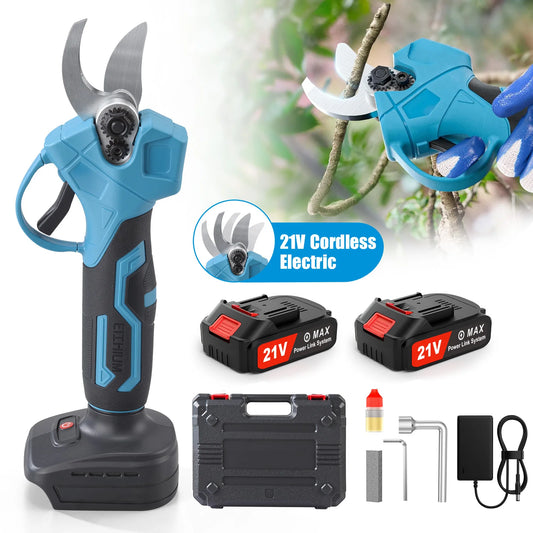 Brushless Electric Pruning Shears with 2pcs 21V 2Ah Battery Powered Electric Pruner Branch Cutter 40mm Cutting Diameter