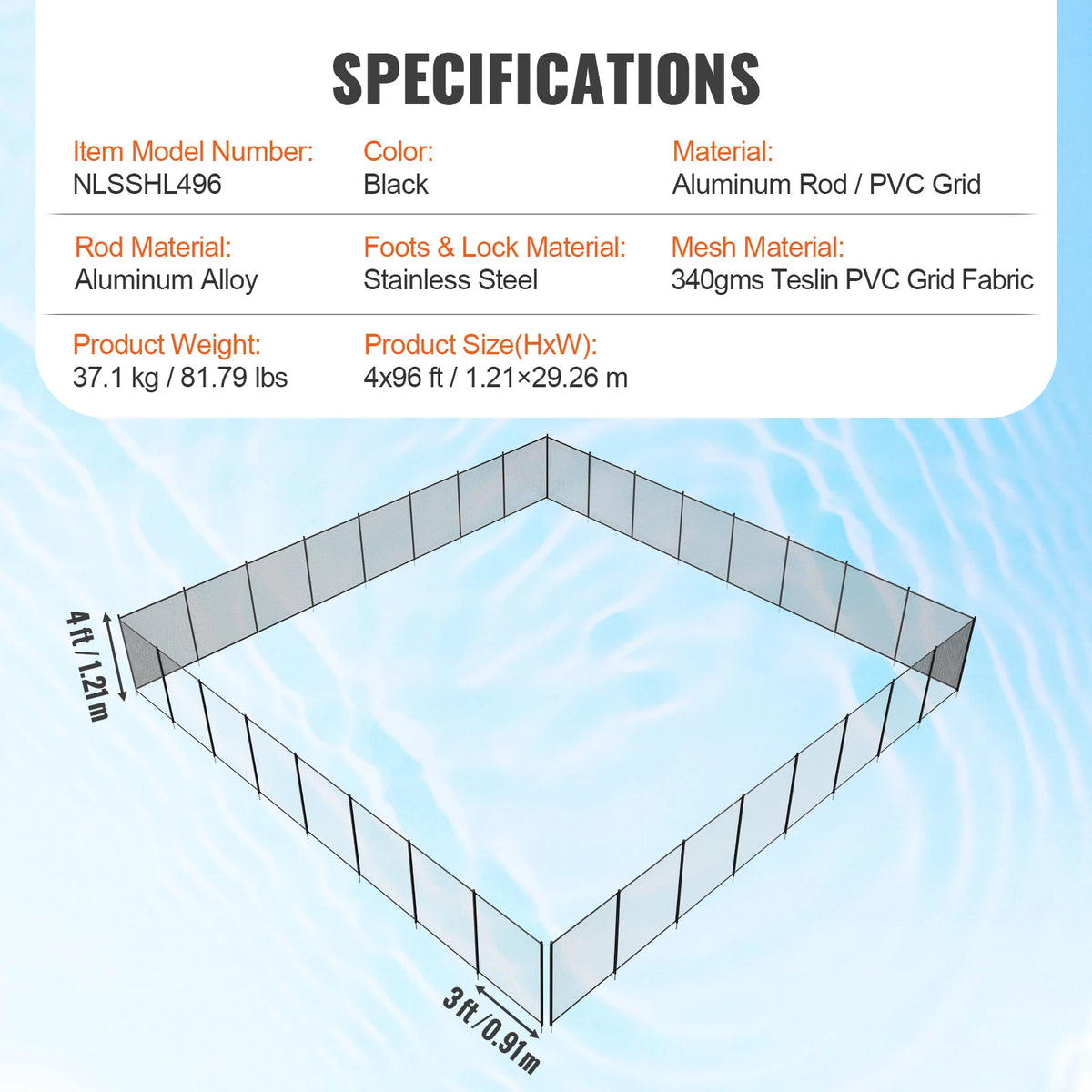 SucceBuy Pool Fence Fences for Inground Pools Removable Child Safety Pool Fencing Teslin PVC Fence Mesh Protects Kids and Pets