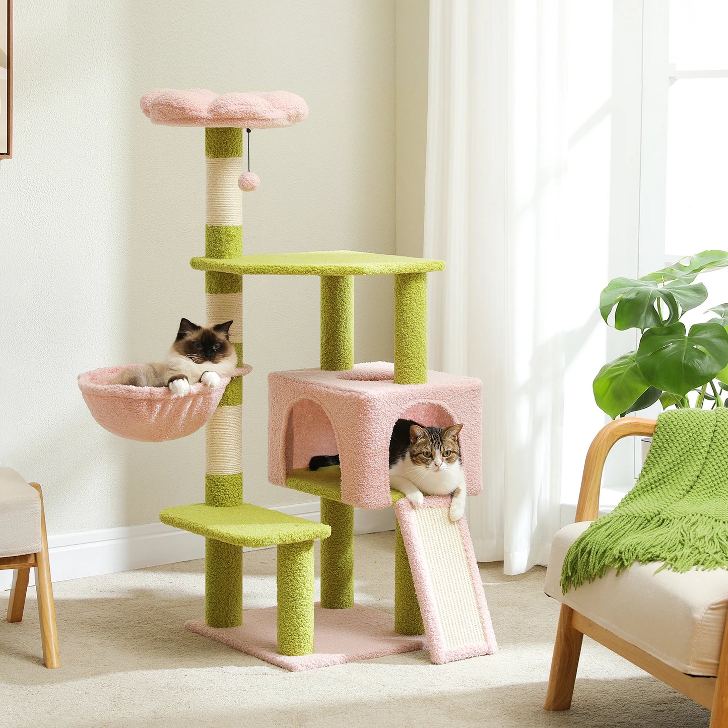 PAWZ Road Flower Design Cat Tree With Sisal Scratching Perch