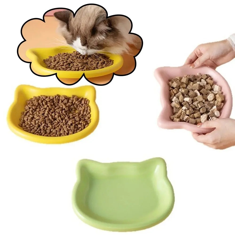 1/4pcs Cute Cat Shape Cat Bowl Plastic Anti-Fall Flip Cat Food Bowl Non-slip Pet Food Dish Pet Feeding