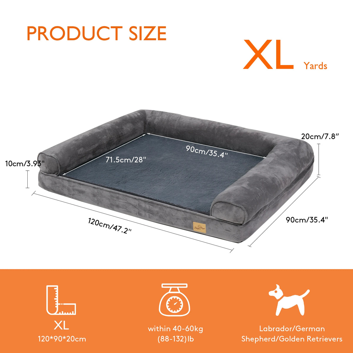 BINGOPAW Extra Large Orthopedic Dog Bed With Removable Washable Cover