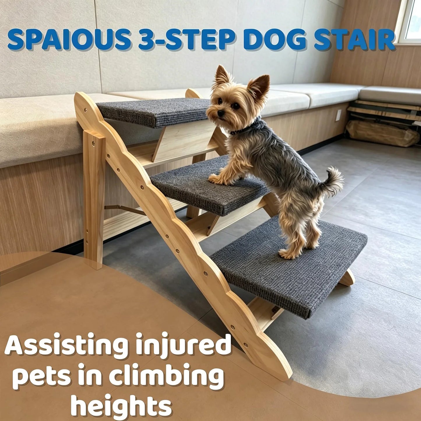 DishyKooker Wooden Pet Stairs And Folding Dog Ramp