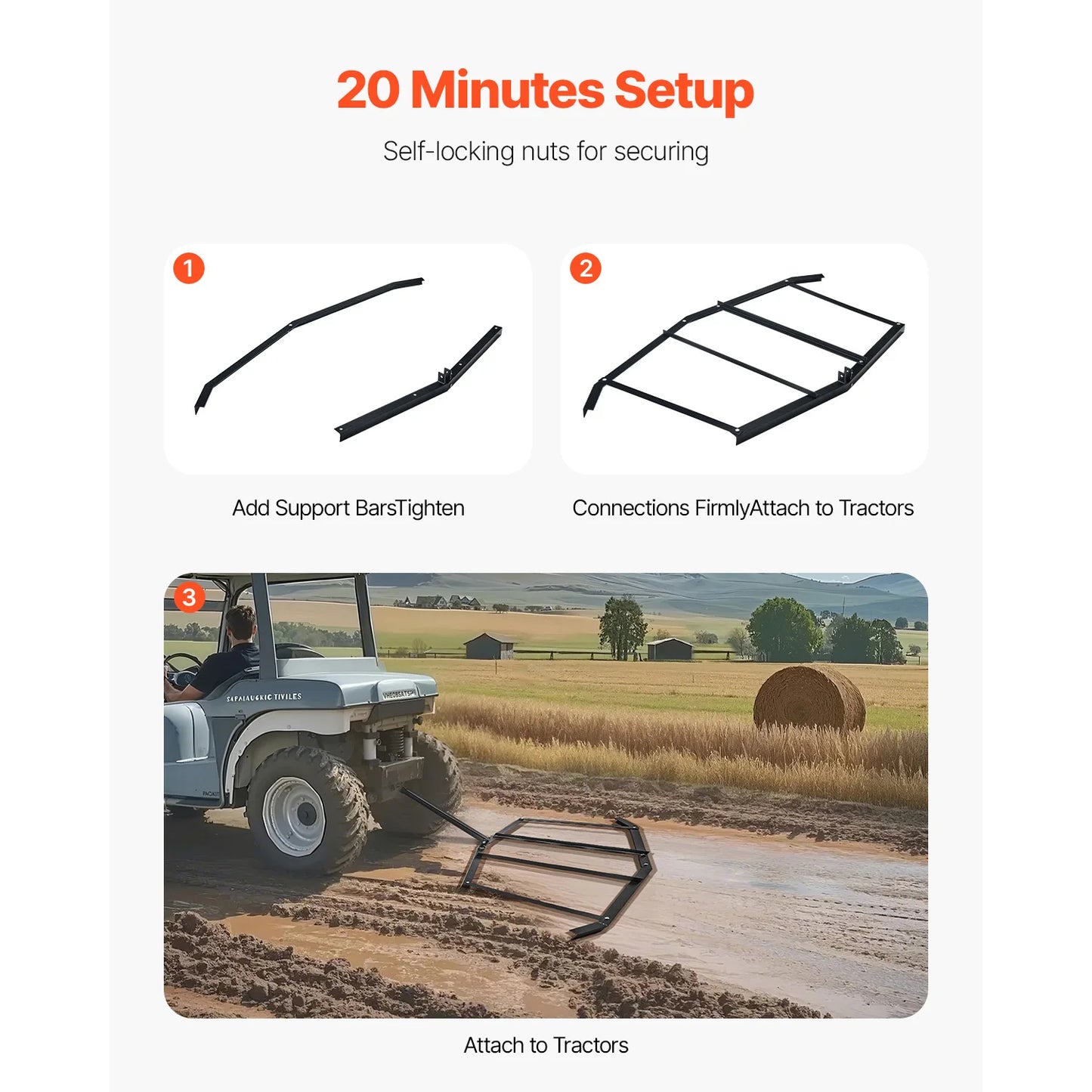 SucceBuy Drag Harrow Tow Behind Drag Harrow Q235 Steel Driveway Grader with Pin-Style Hitch for ATVs UTV Garden Lawn Tractor