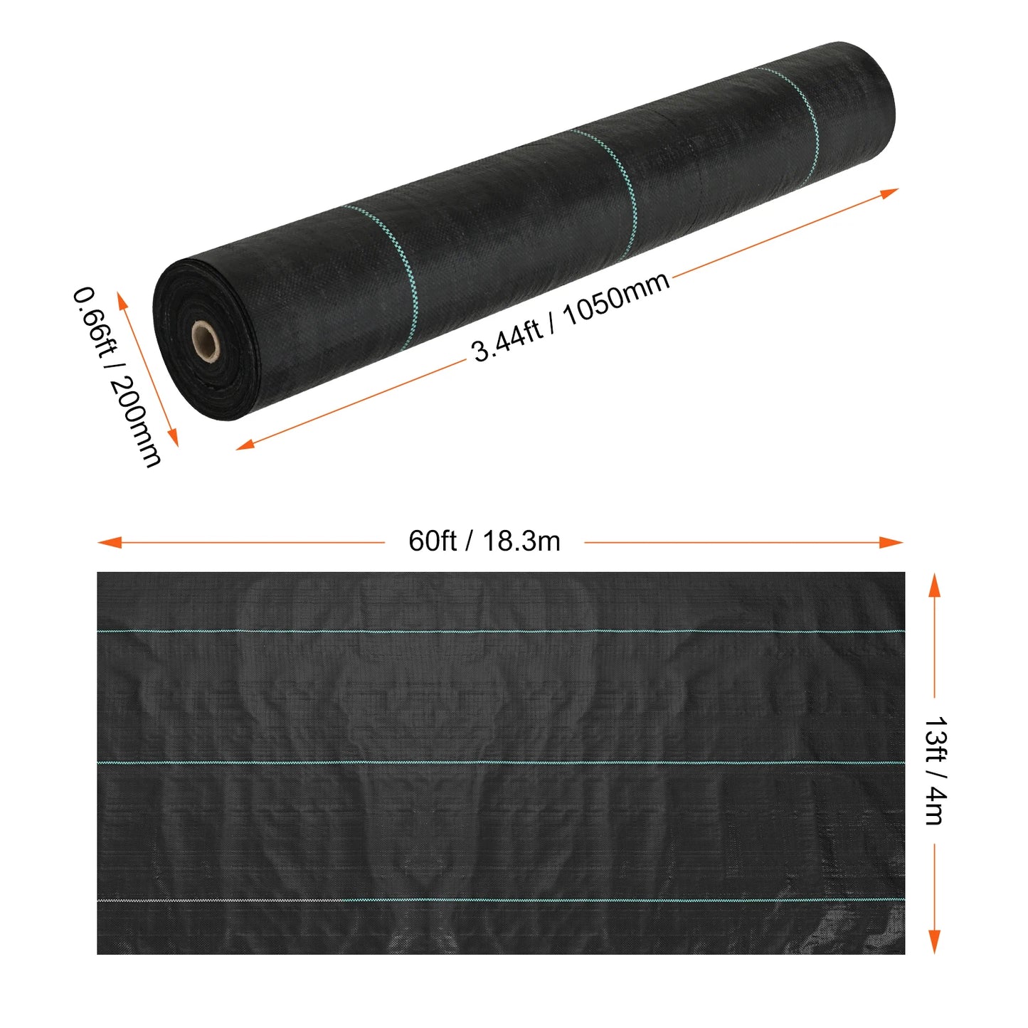 SucceBuy Weed Barrier Landscape Fabric Heavy Duty Garden Fabric Woven PP Weed Control Driveway Geotextile Fabric for Landscaping