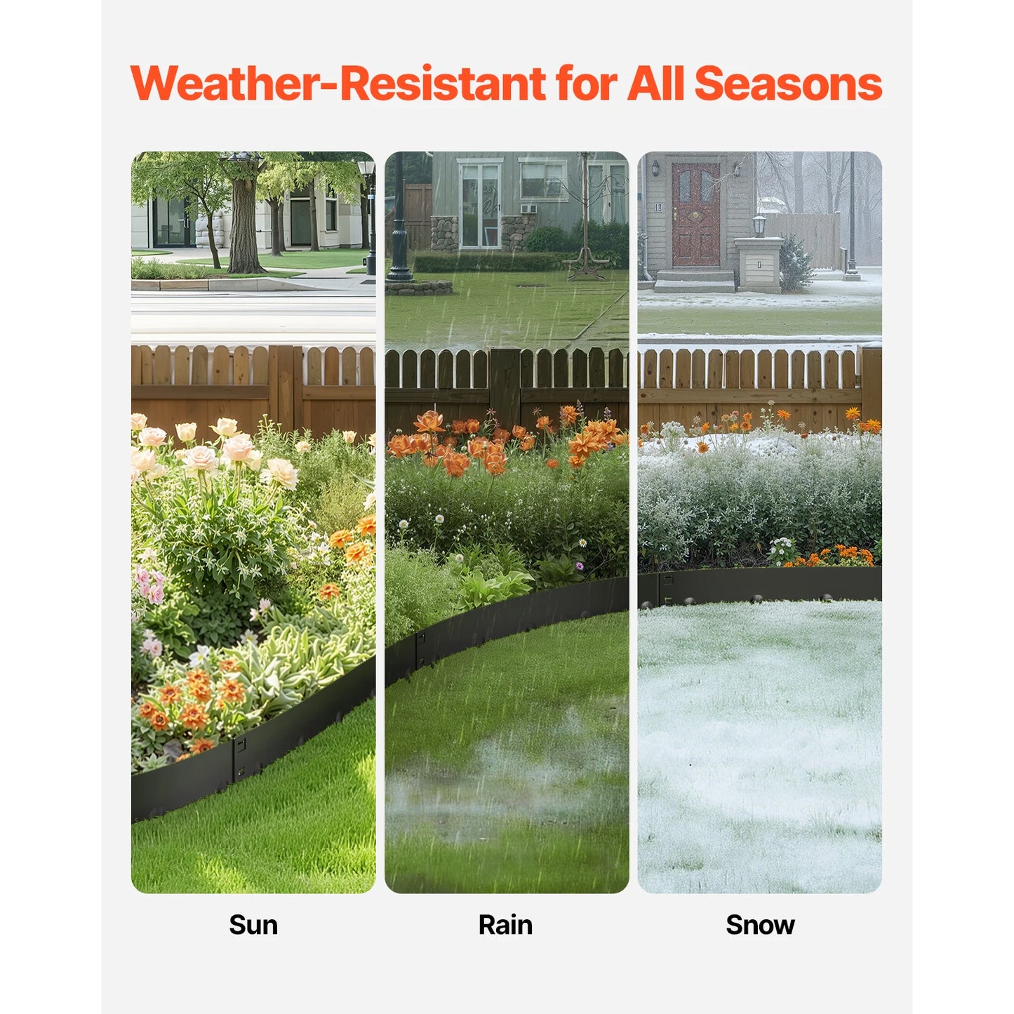 SucceBuy Steel Landscape Edging 5 Pcs 39x3in Rust-Resistant Metal Landscape Edging Bendable Garden Border Heavy Duty Lawn Edging
