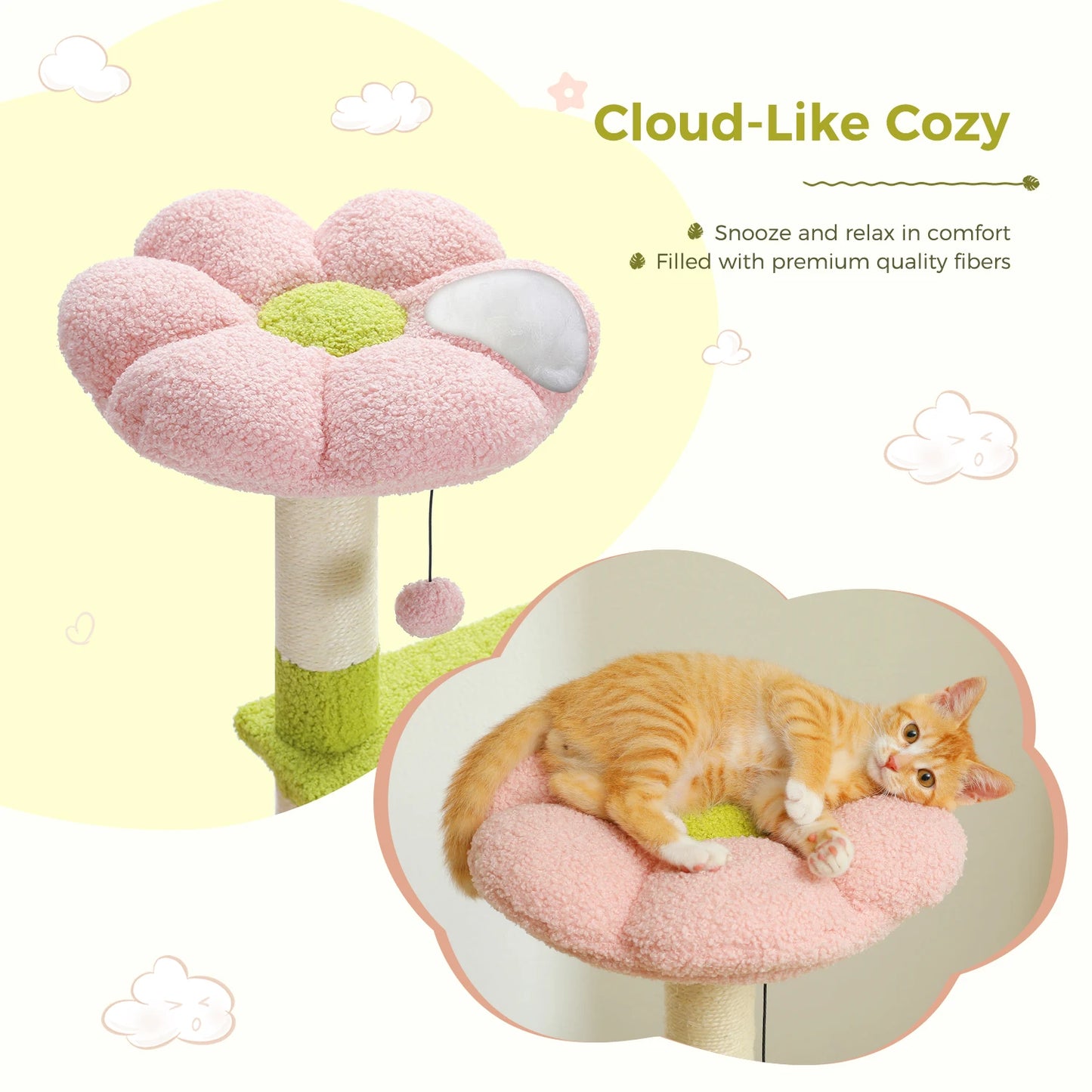 PAWZ Road Flower Design Cat Tree With Sisal Scratching Perch
