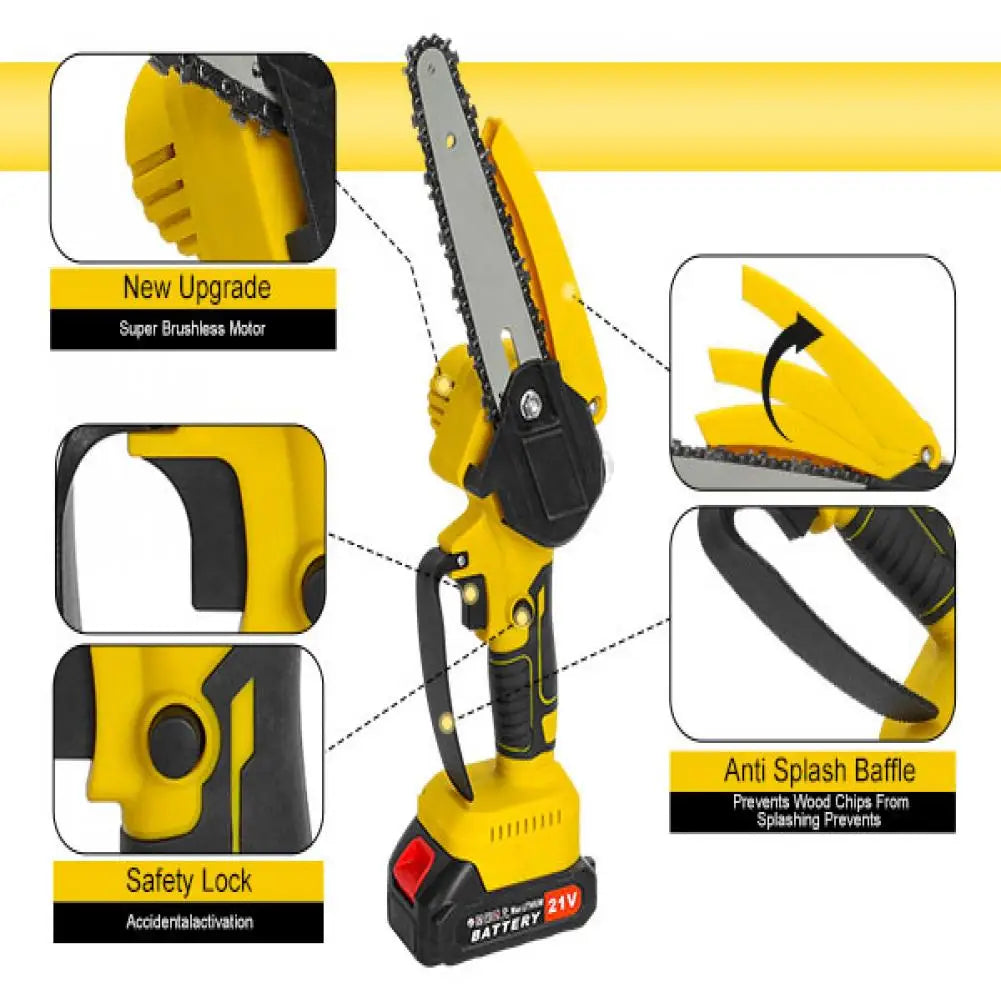 Cordless 2-in-1 Pole Saw And Mini Chainsaw 6-Inch Brushless Electric Chain Saw with 5.9 Feet Max Reach for Trimming And Cutting