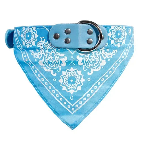 Adjustable Leather Dog Bandana Collar With Reflective Quick Release