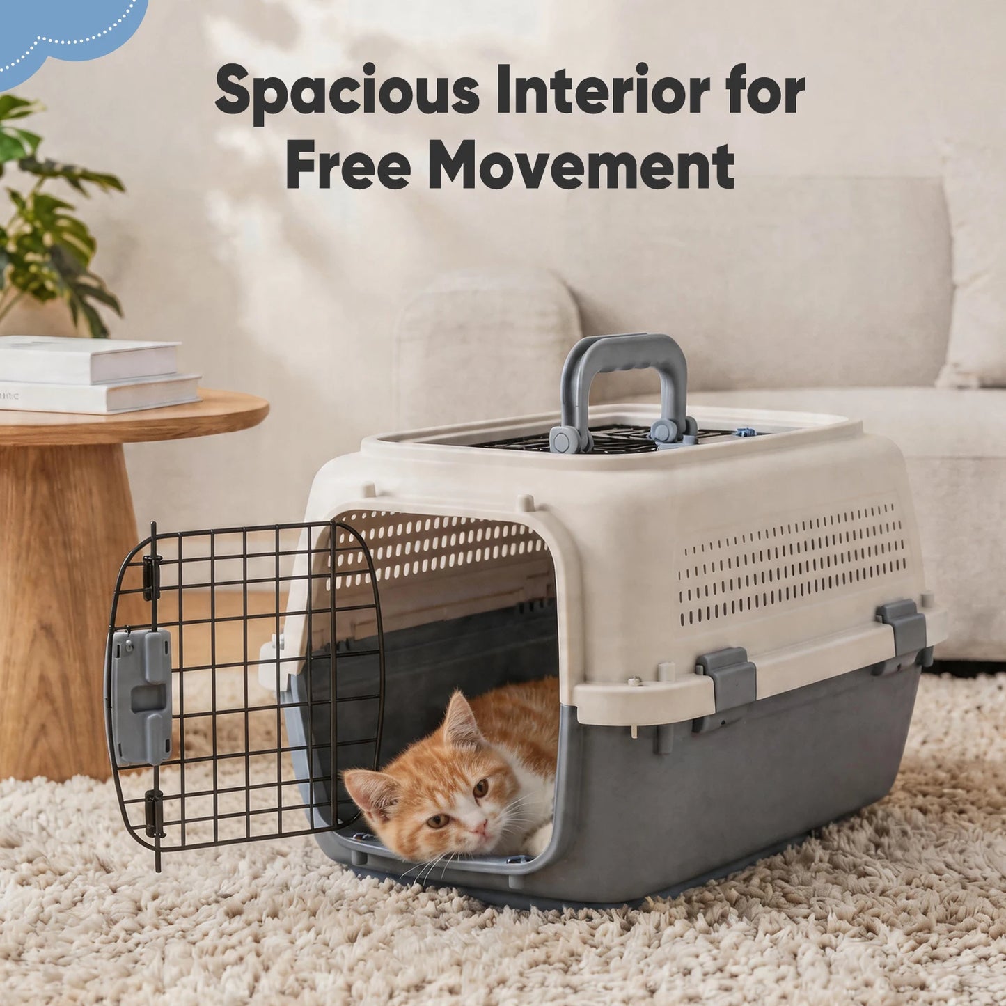 JHK Top Load Pet Carrier With Latches and Food Bowl