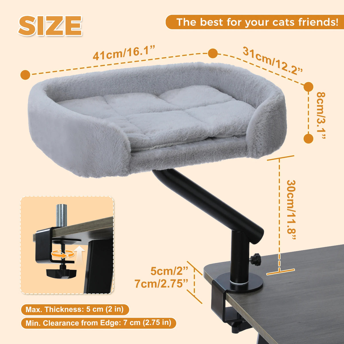 PAWZ Road Rotatable Cat Desk Bed Stand With Adjustable Hammock