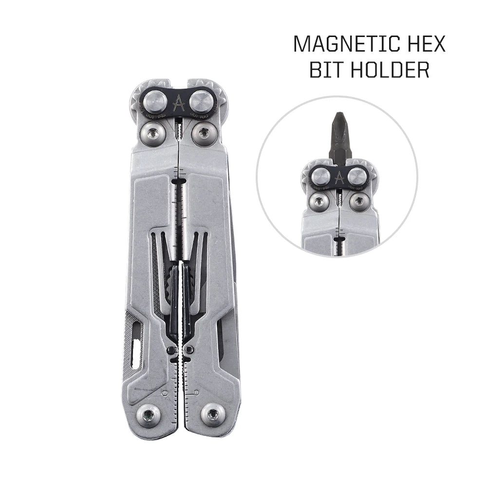 SOG 18 in 1 PowerPint Mini Multi-tool Compact Stainless Steel Lightweight EDC Multifunctional Hand Tools with Folding Pliers Pocket Knife Screwdrivers Scissors Bottle Opener For Outdoor Survival Fishing Cycling DIY Home Repai