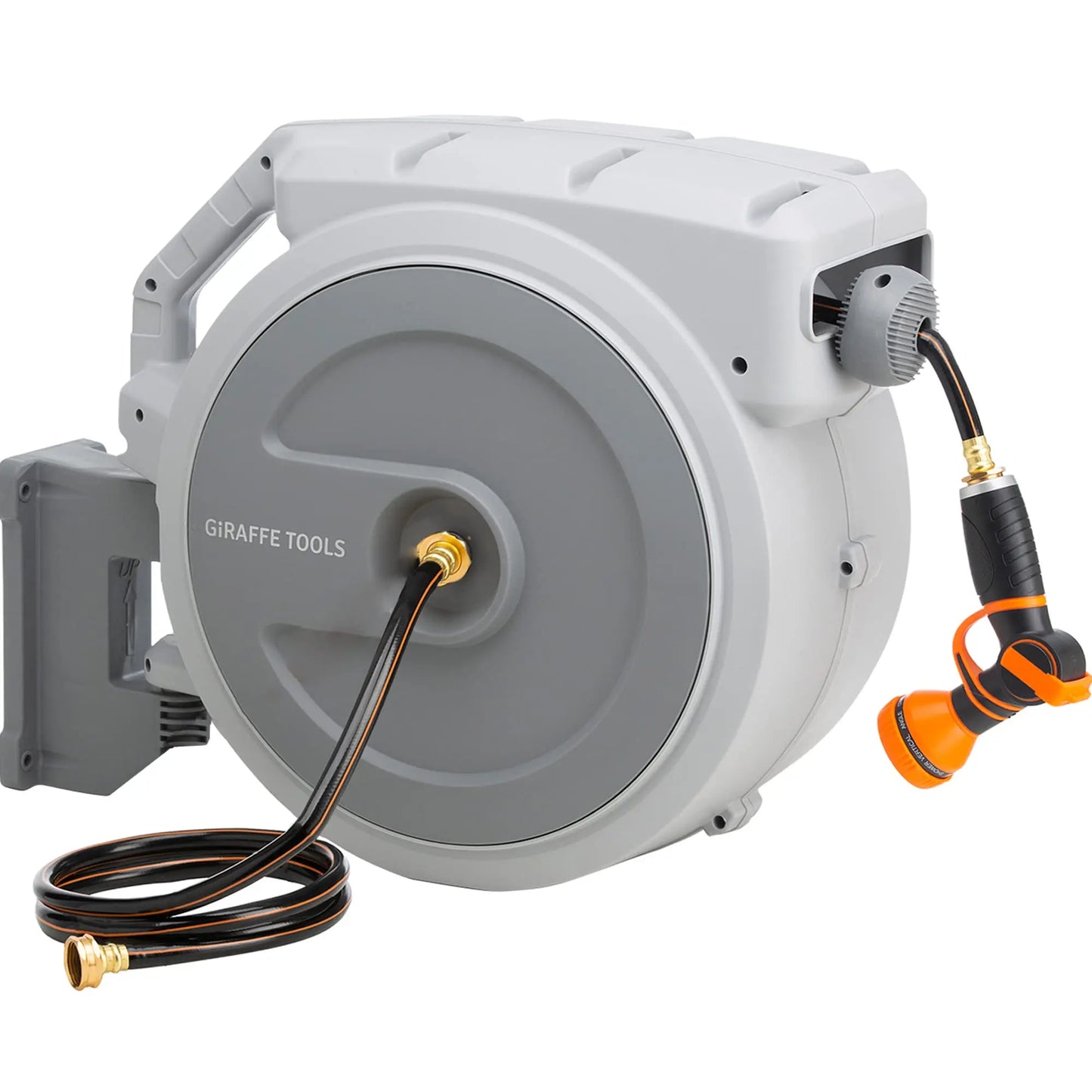 Giraffe Tools AW40 Retractable Hose Reel 5/8" x 90 ft Wall Mounted Garden Hose Reel Heavy Duty, Automatic Rewind