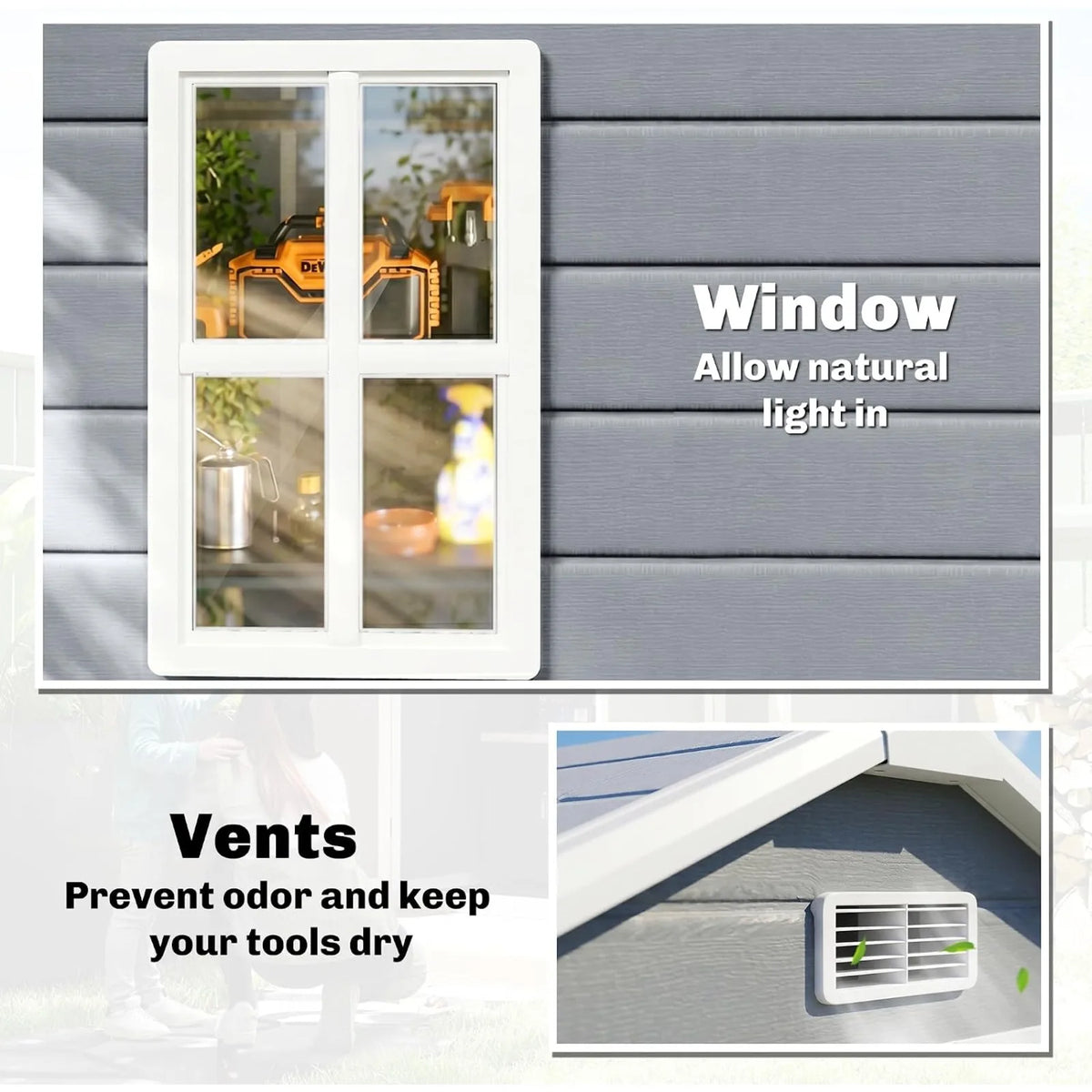 All Weather Waterproof Outdoor Storage Shed With Lockable Doors