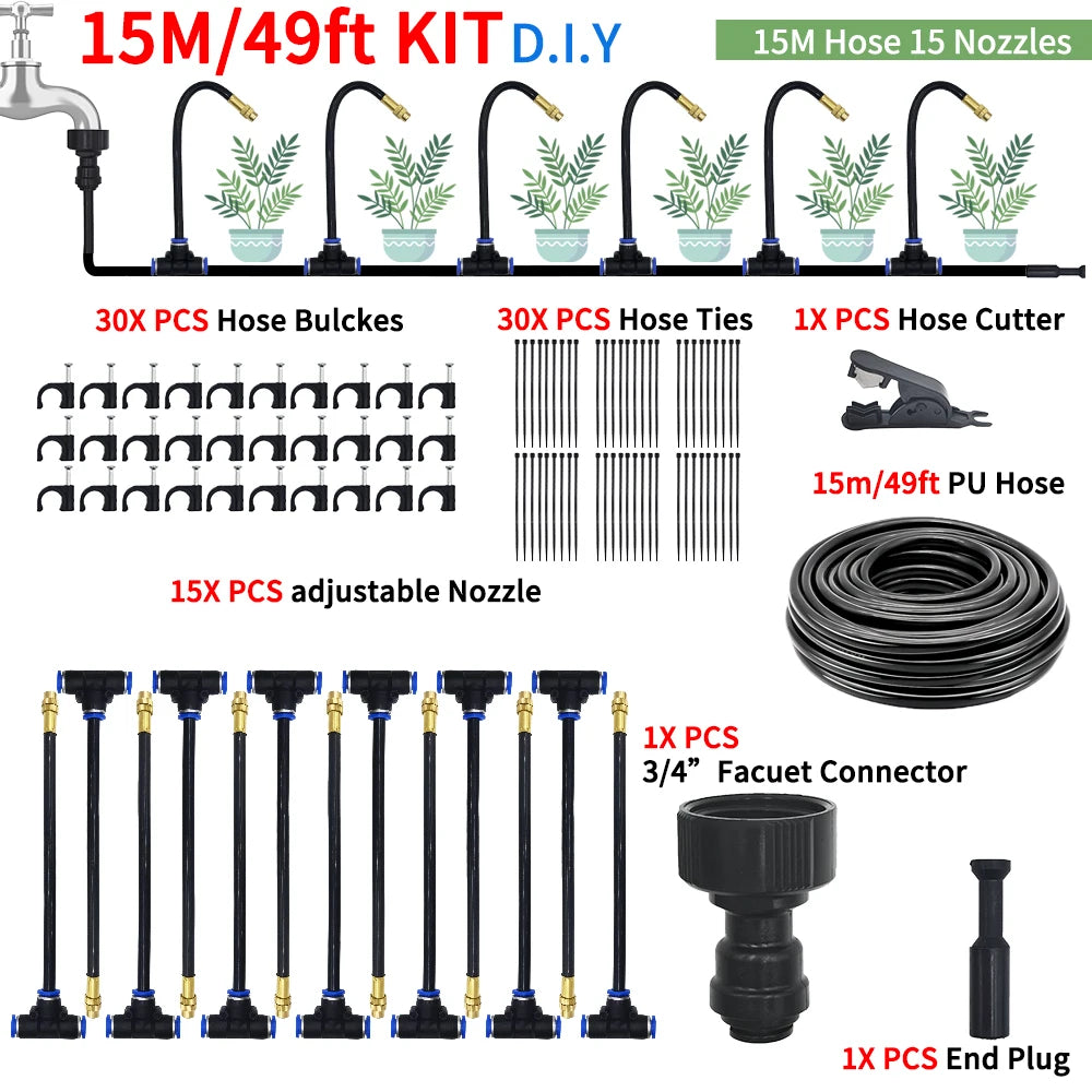 GEEIRR Irrigation spray nozzles kit For Greenhouse Garden Flowers Plant Watering 360° Adjustable Misting Cooling systems