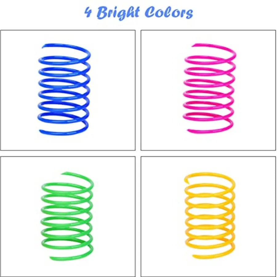 4pcs Kitten Cat Toys Wide Durable Heavy Gauge Cat Spring Toy Colorful Springs Cat Pet Toy Coil Spiral Springs Pet Intera