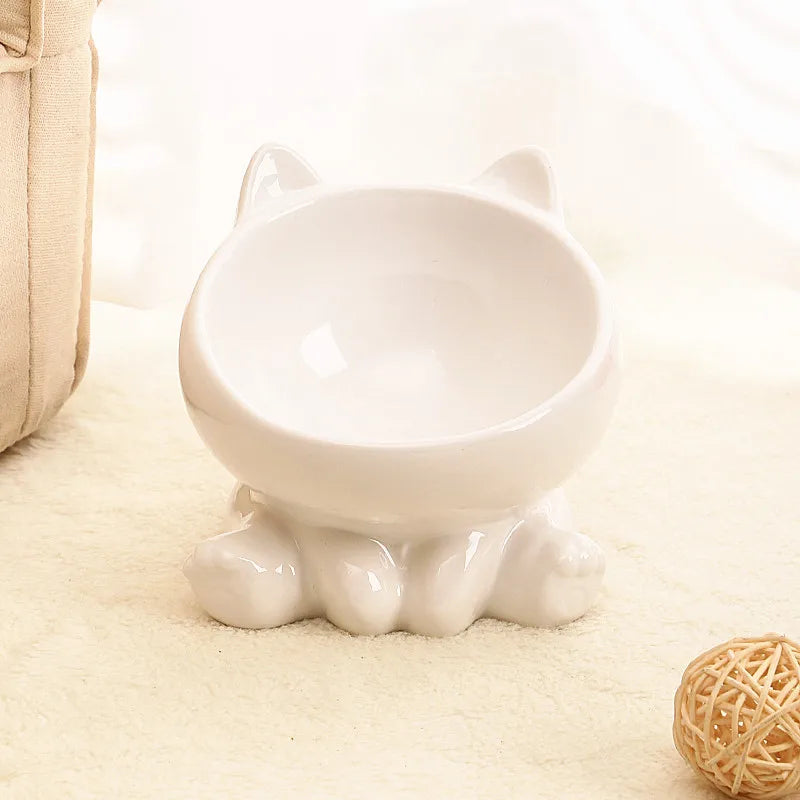 Ceramic Rounded Neck Guard Pet Bowl For Cats And Dogs