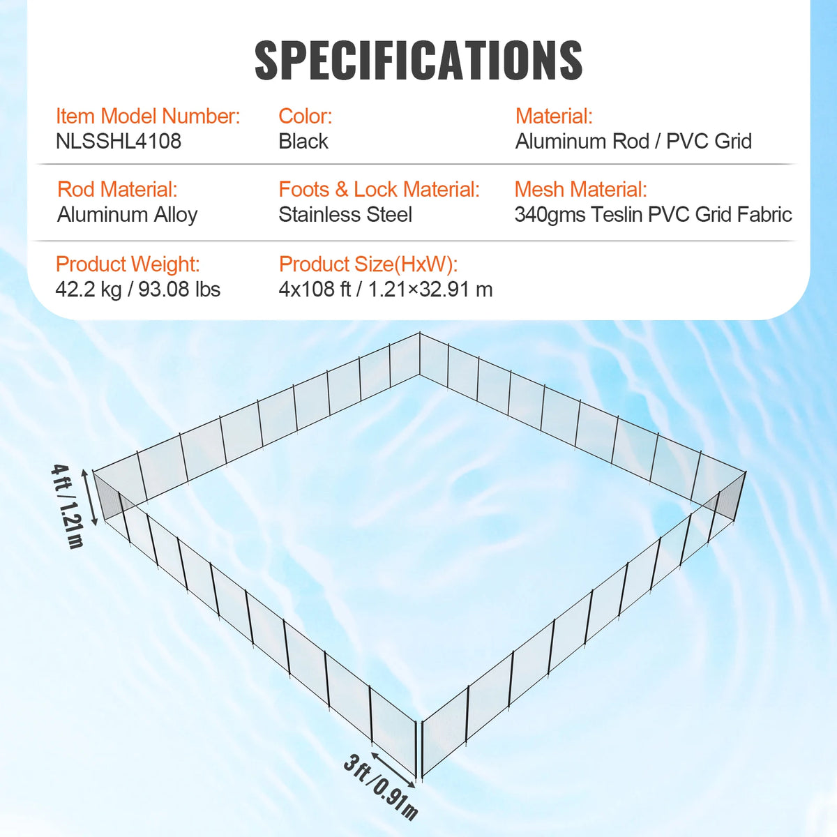 SucceBuy Pool Fence Fences for Inground Pools Removable Child Safety Pool Fencing Teslin PVC Fence Mesh Protects Kids and Pets
