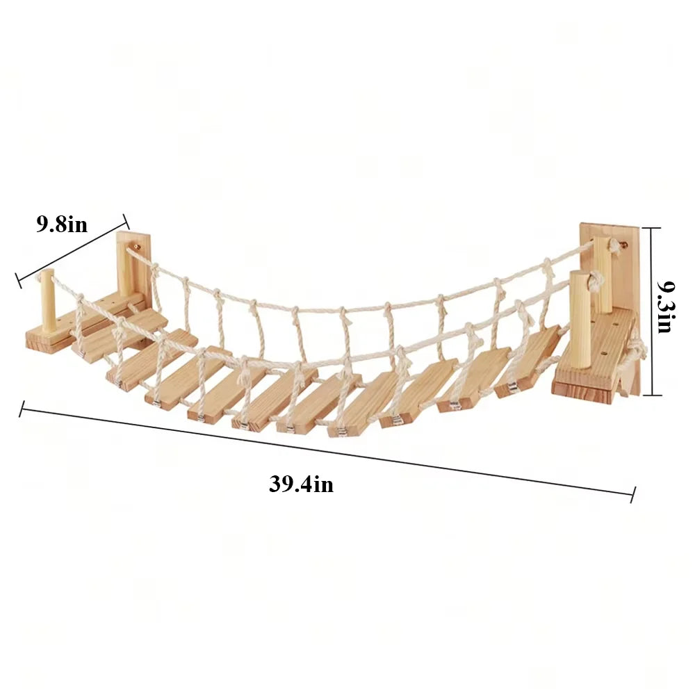 CWV Wall Mounted Cat Rope Bridge With Sisal Wooden Stairs