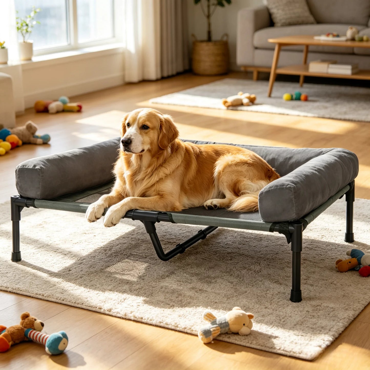 BINGOPAW Breathable Elevated Dog Bed Raised Mesh Pet Hammock Frame