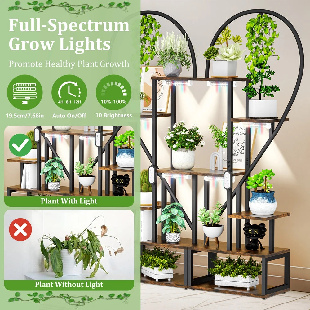 Metal Heart Shaped 6-Tier Ladder Plant Stand Tall Garden Flower Pots Display Rack for Home And Garden Decor
