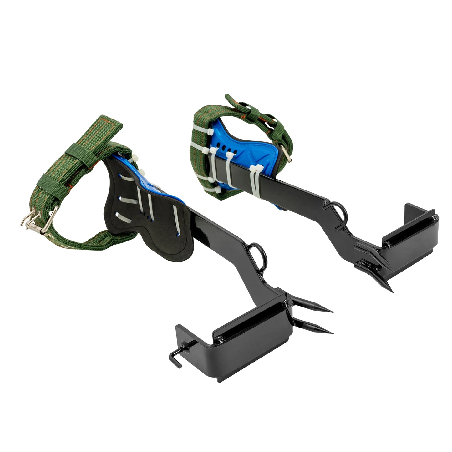 Tree Climbing Tools with Safety Belt 2M Rope 45# Steel Wide Foot Pedal Comfortable Kit for Fruit Picking, Jungle Survival, Black