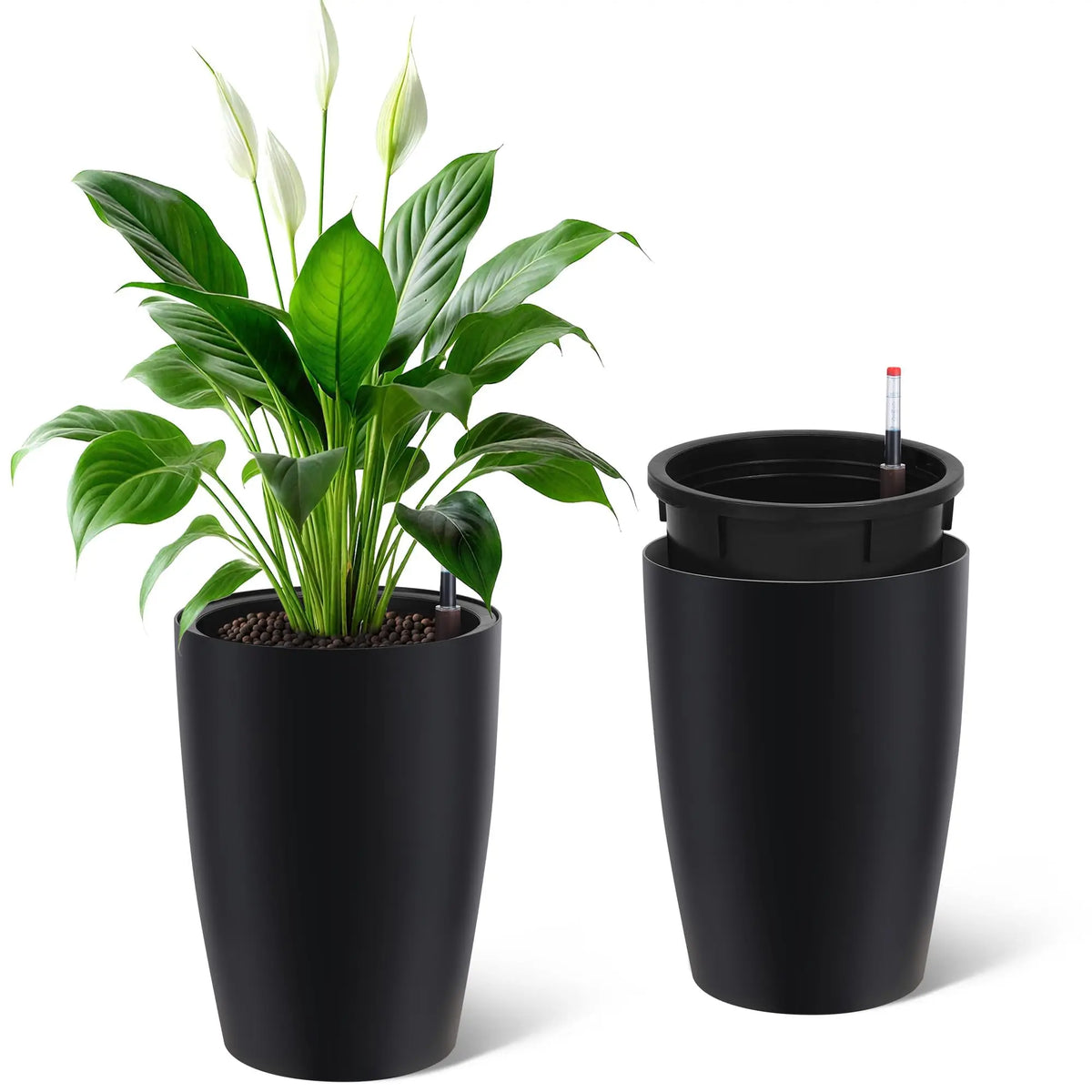 HiMISS Self Watering Planters Set Two With Water Level Indicator