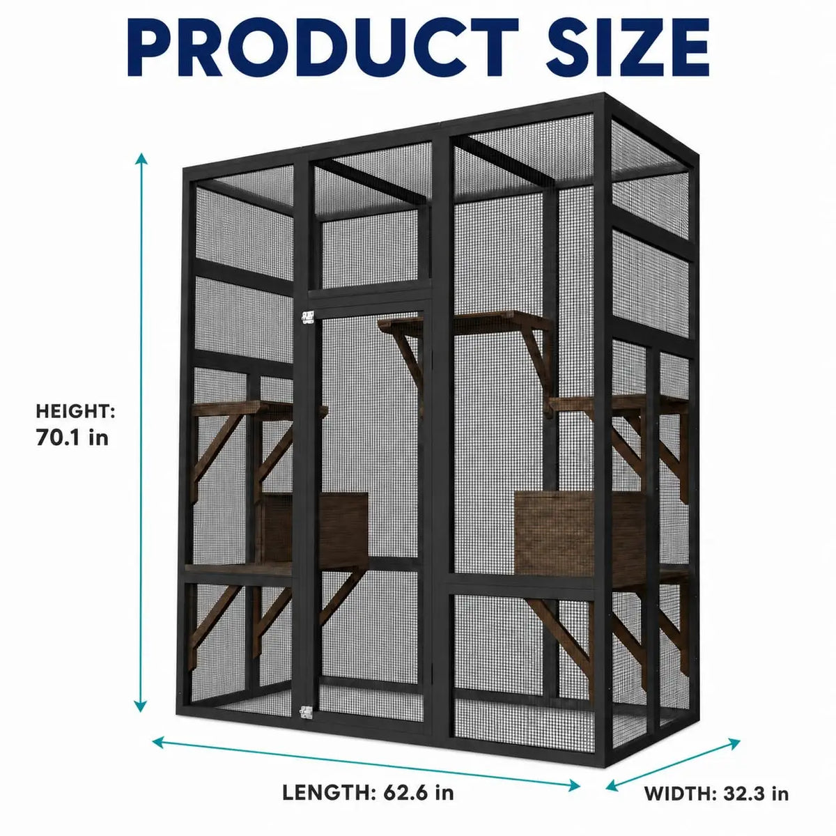 HiMISS Outdoor Wooden Catio Cat House With UV Protected Roof
